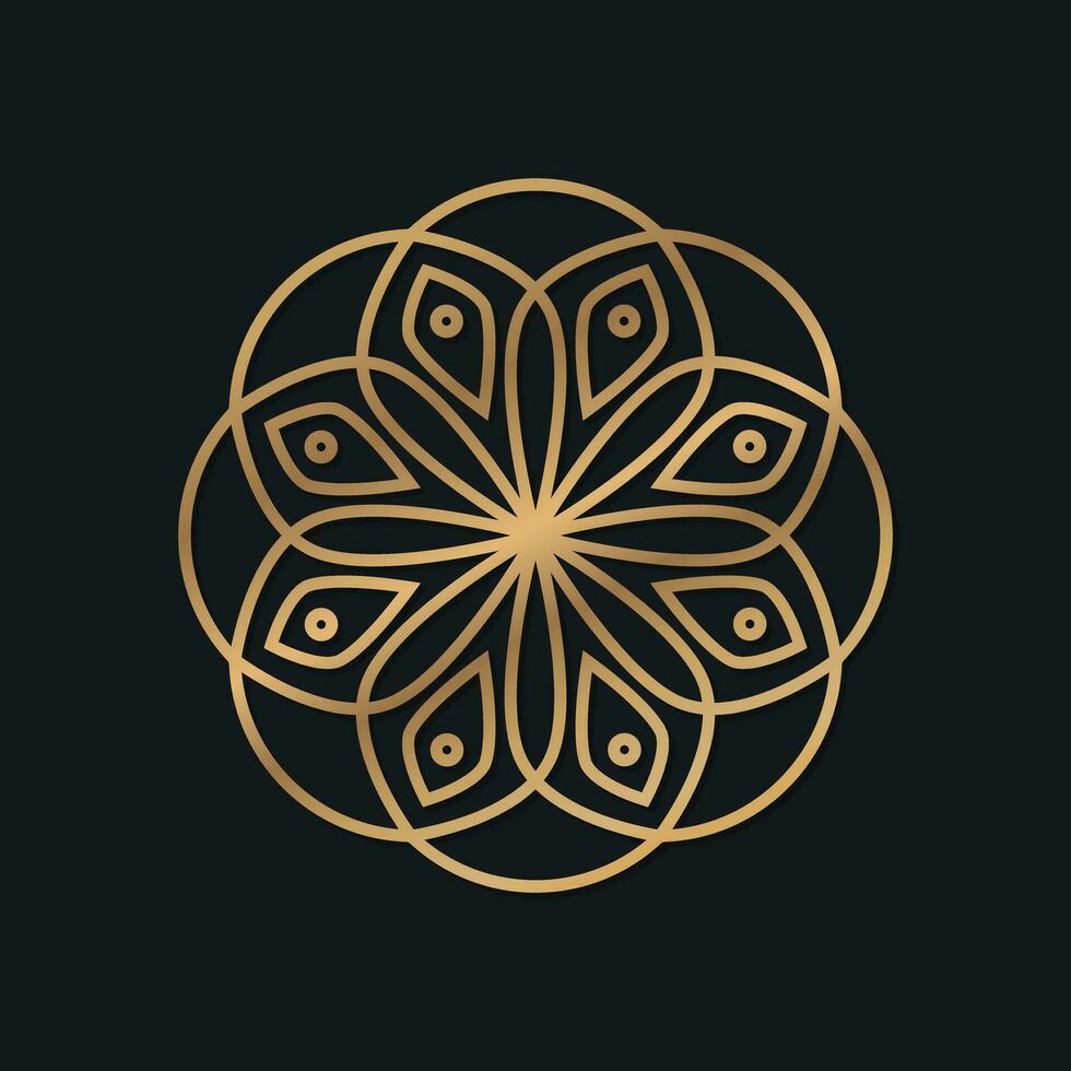 Logo design in arabic and islamic style decorated with gometric and floral patterns with elegant outlines vector