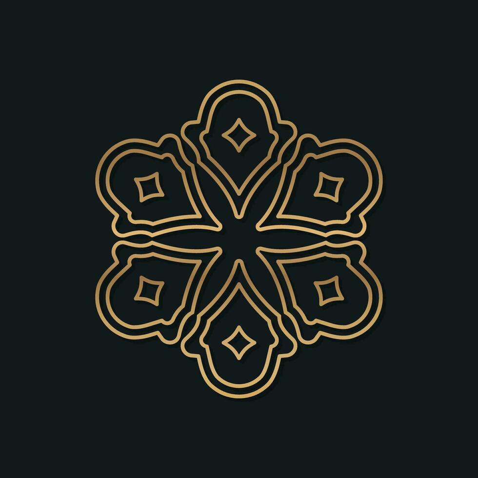 Logo design decorated with mandala patterns in arabic and islamic style vector
