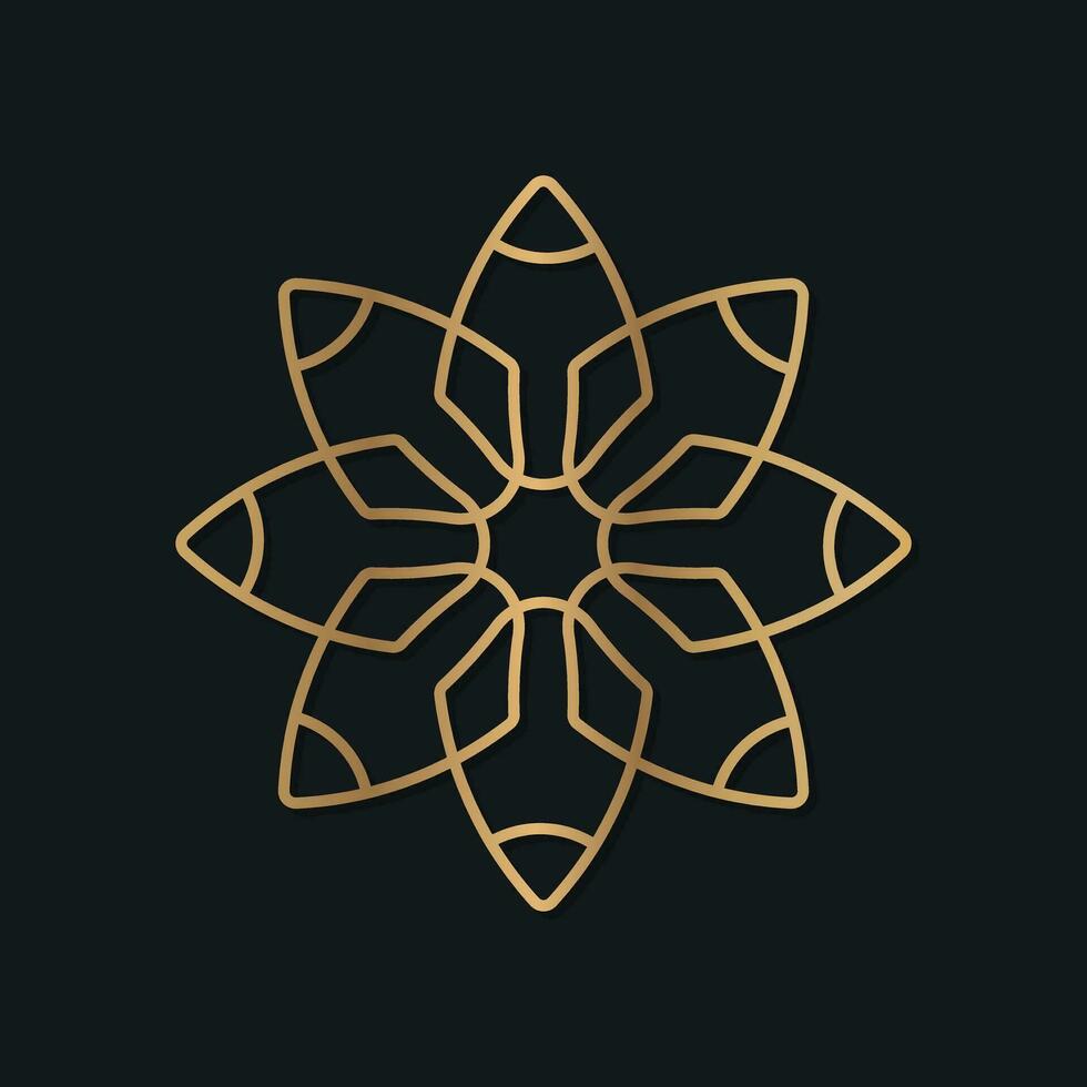 Beauty flower gold luxury natural flower pattern logo design vector