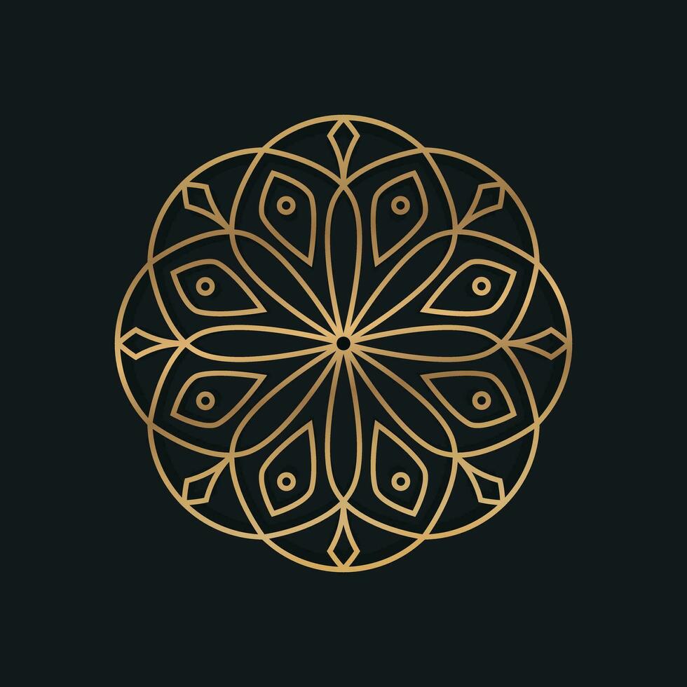 Logo design in arabic and islamic style decorated with gometric and floral patterns with elegant outlines vector