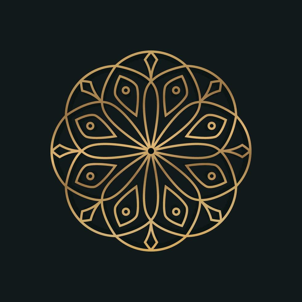 Logo design in arabic and islamic style decorated with gometric and floral patterns with elegant outlines vector