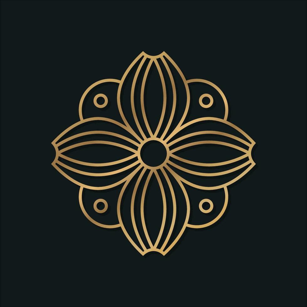 Elegant and ornamental logo design featuring floral and geometric patterns on a black background vector