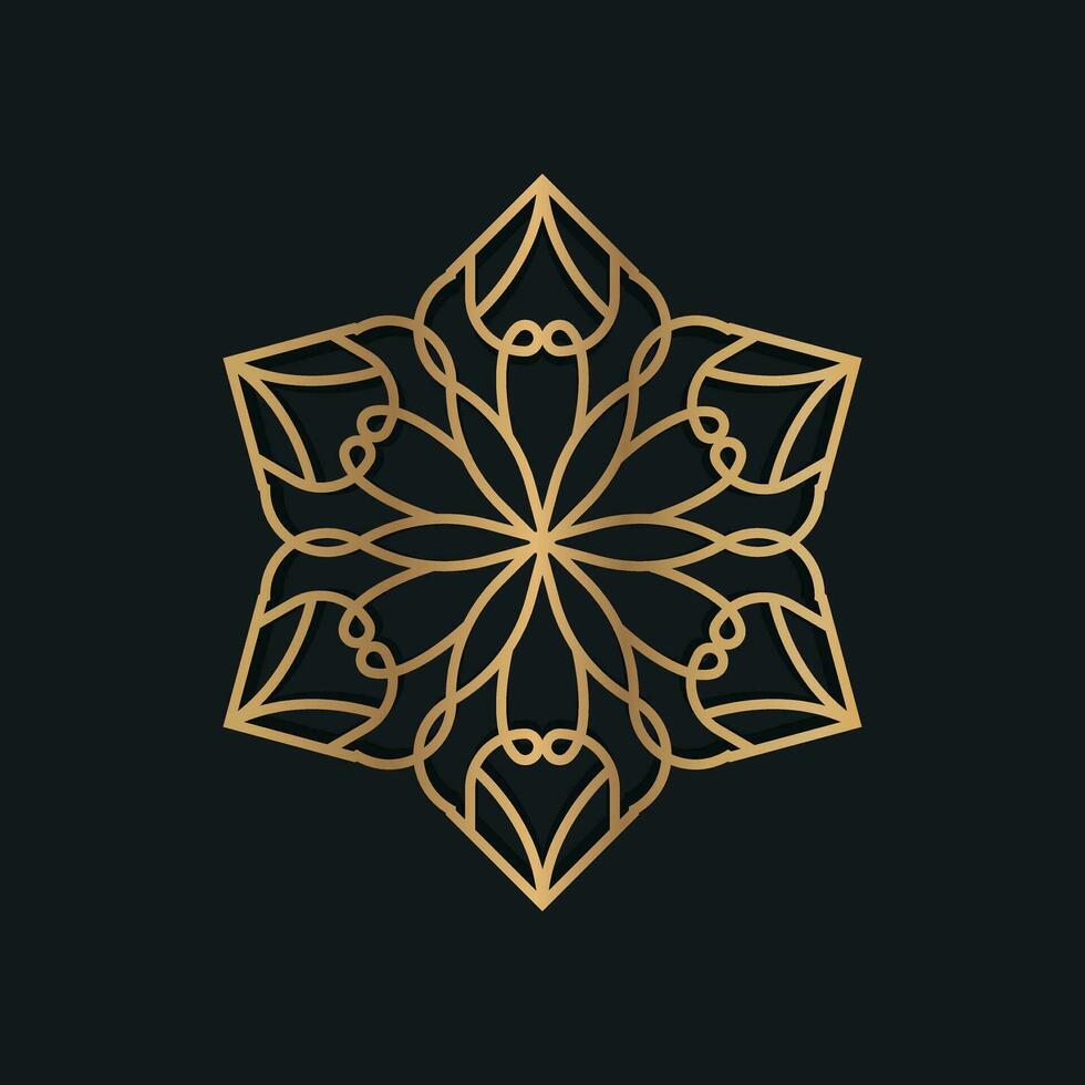 Gold logo design decorated with arabic and islamic patterns vector