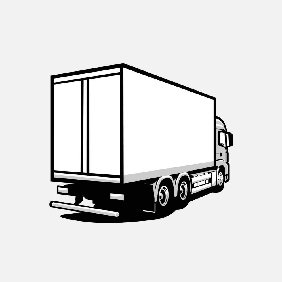 Truck Box Illustration Rear View Vector. Moving Truck Vector Isolated