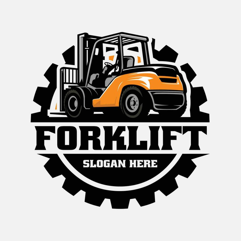 Fork Lift Company Circle Emblem Badge Logo Vector Isolated. Best for Industrial Related Industry