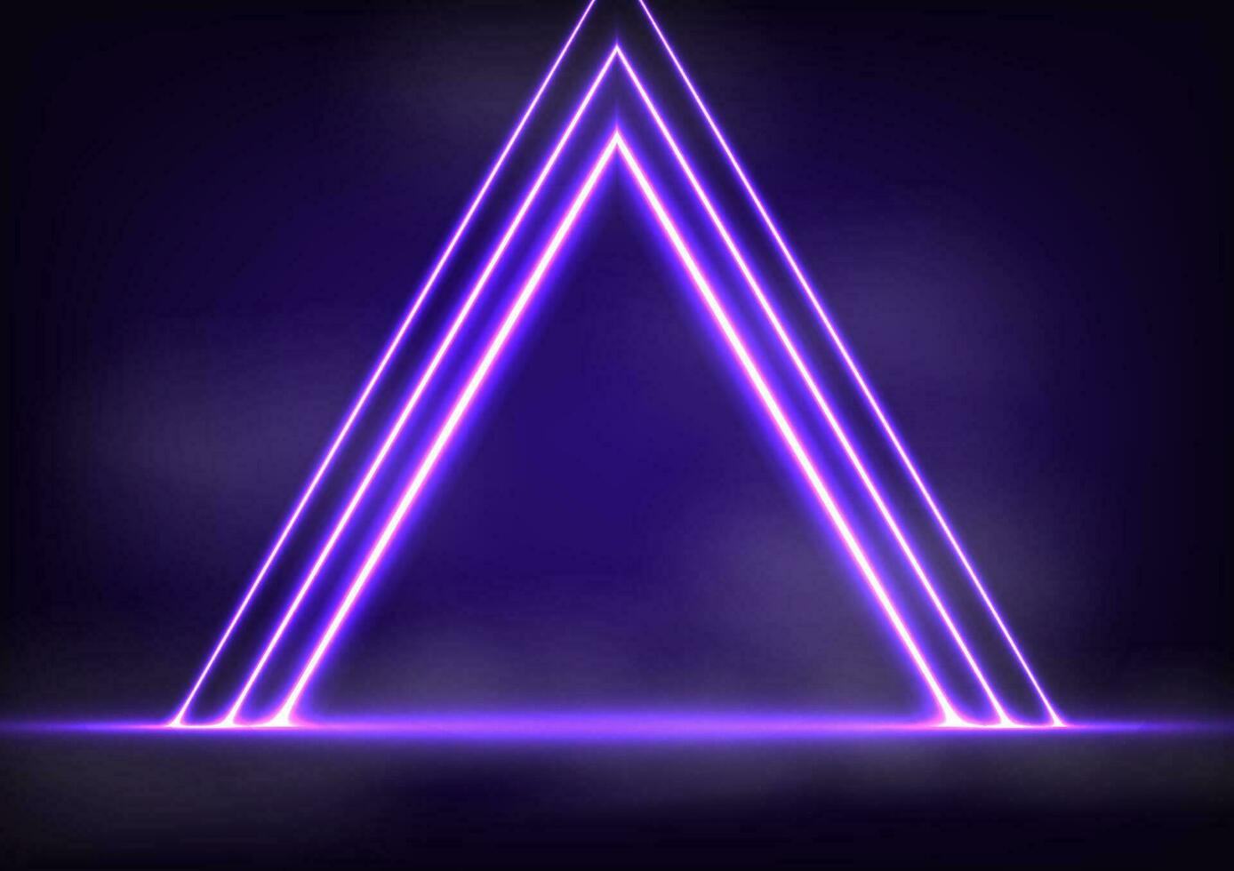 Digital technology neon center triangle light line dark purple background vector
