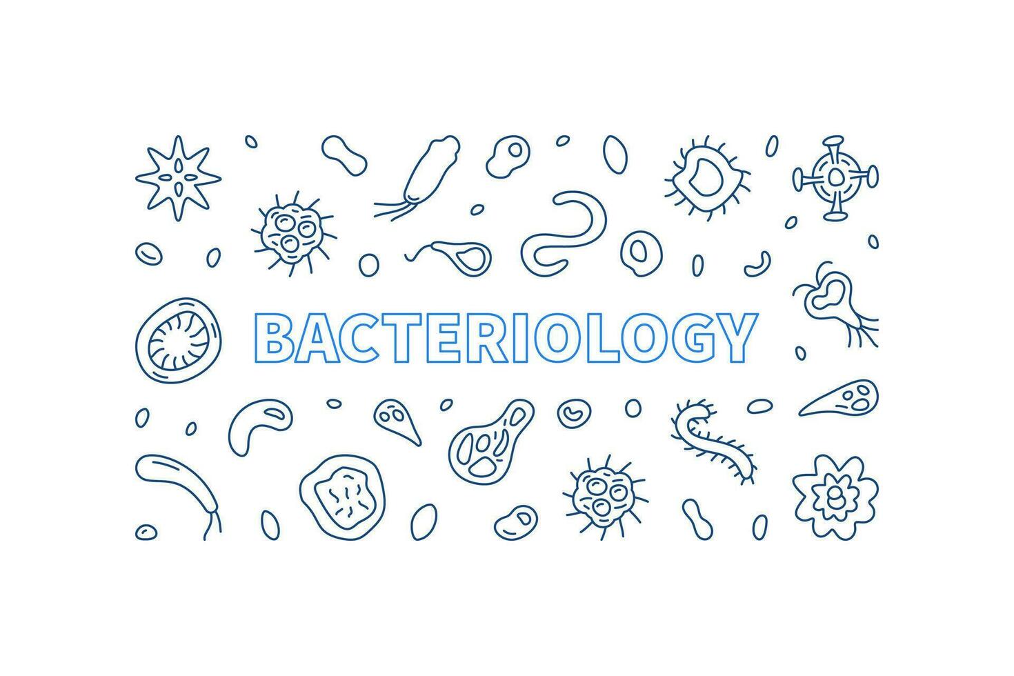 Bacteriology vector Science concept horizontal line banner or illustration