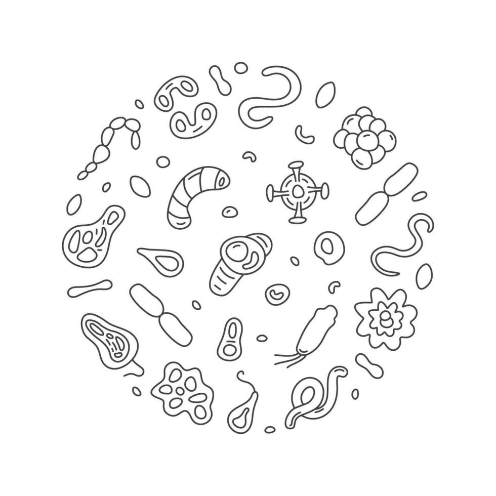 Bioengineering vector Science concept simple outline round banner ...