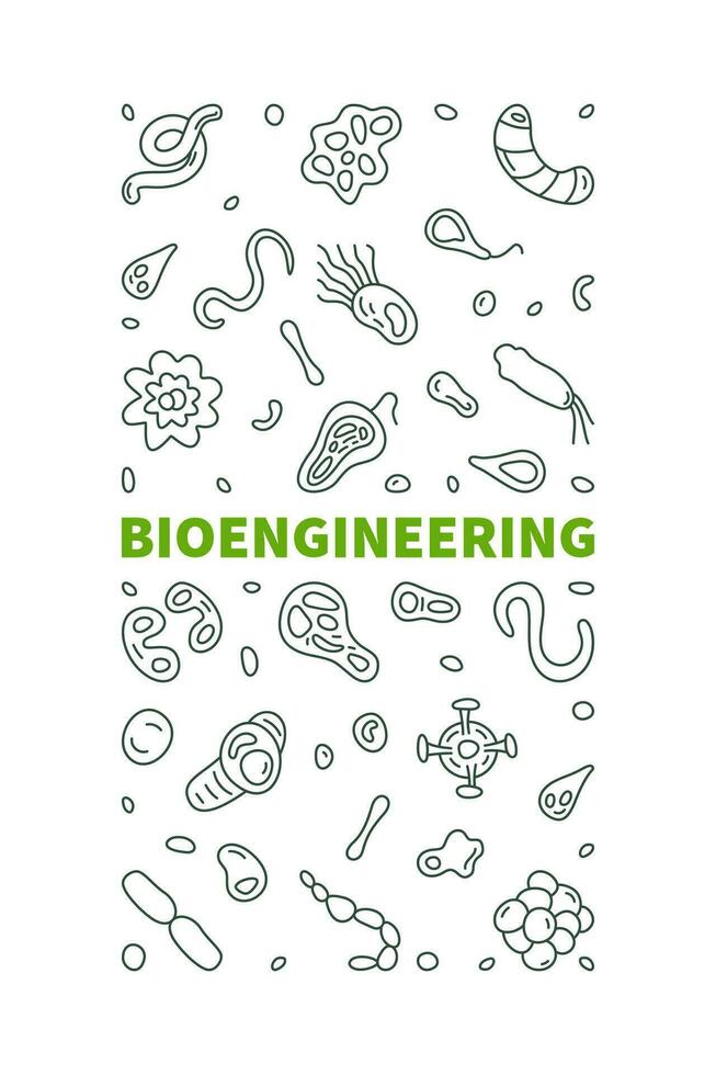 bioingeniería vector Ciencias concepto contorno vertical bandera - bio Ingenieria ilustración