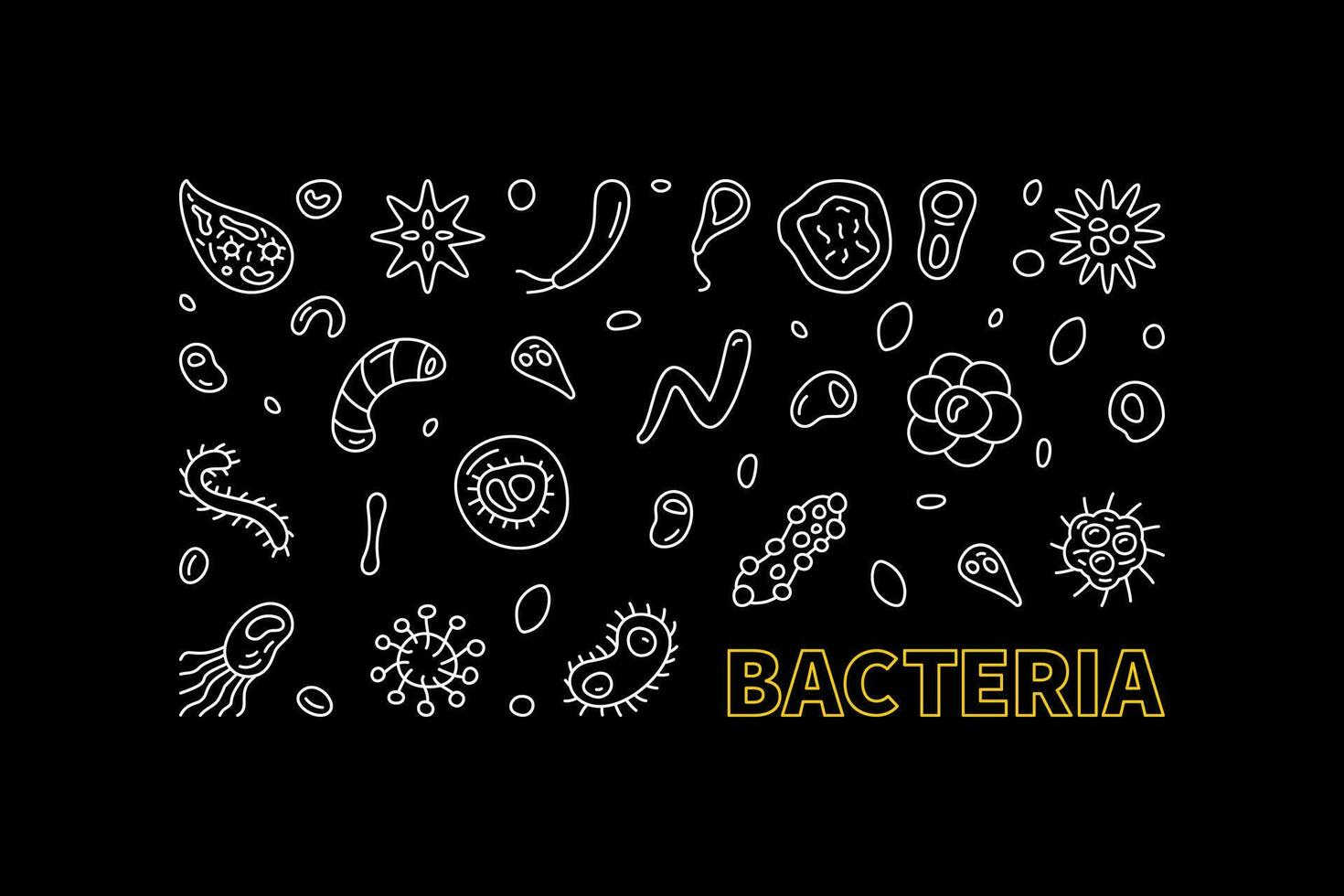 Bacteria concept Science horizontal dark banner - vector illustration