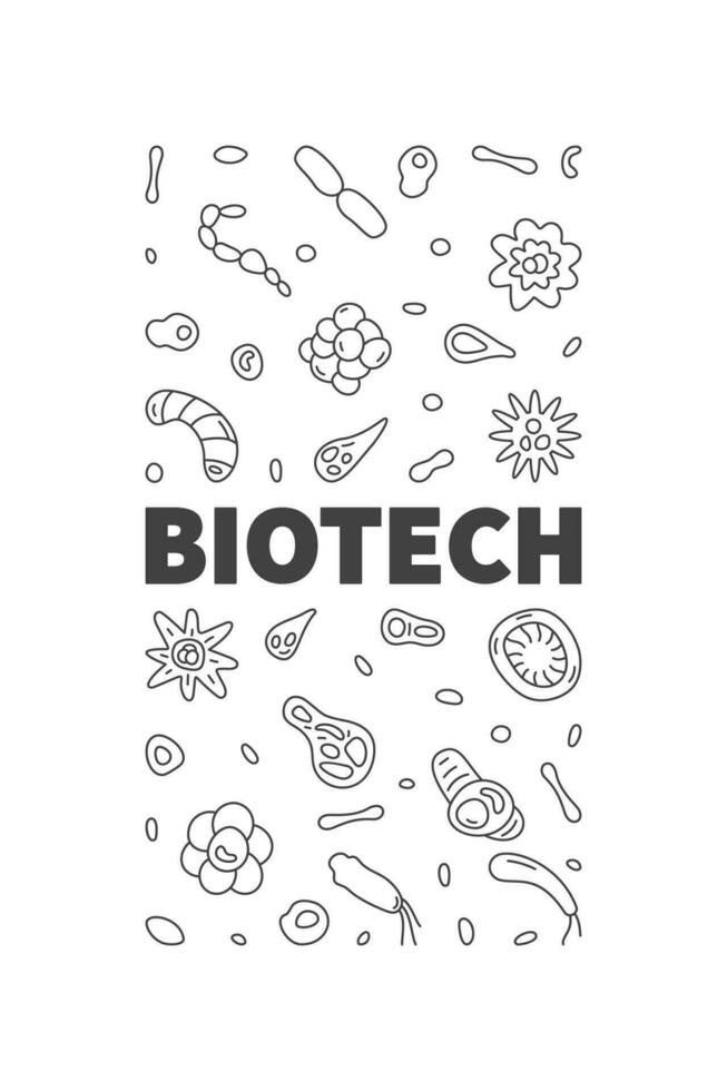 biotecnología concepto contorno vector vertical bandera - biotecnología Ciencias ilustración