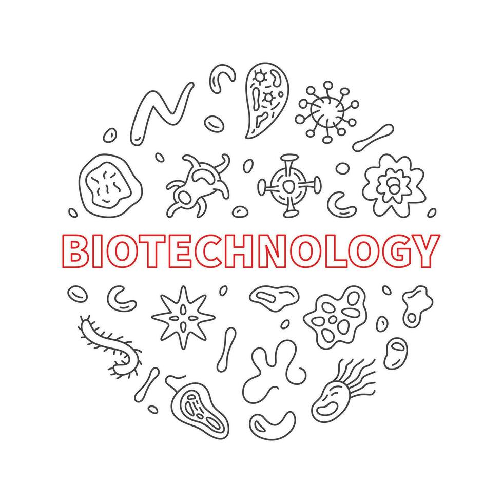 Biotechnology Science concept outline vector round banner