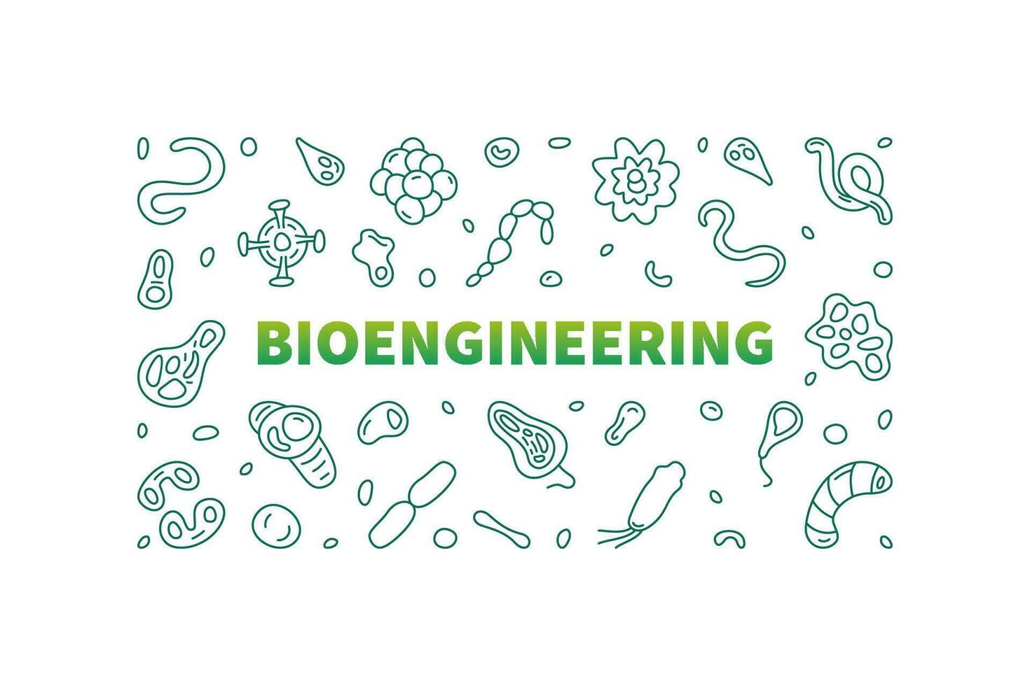 Bioengineering vector Science concept horizontal line banner - Bio Engineering illustration