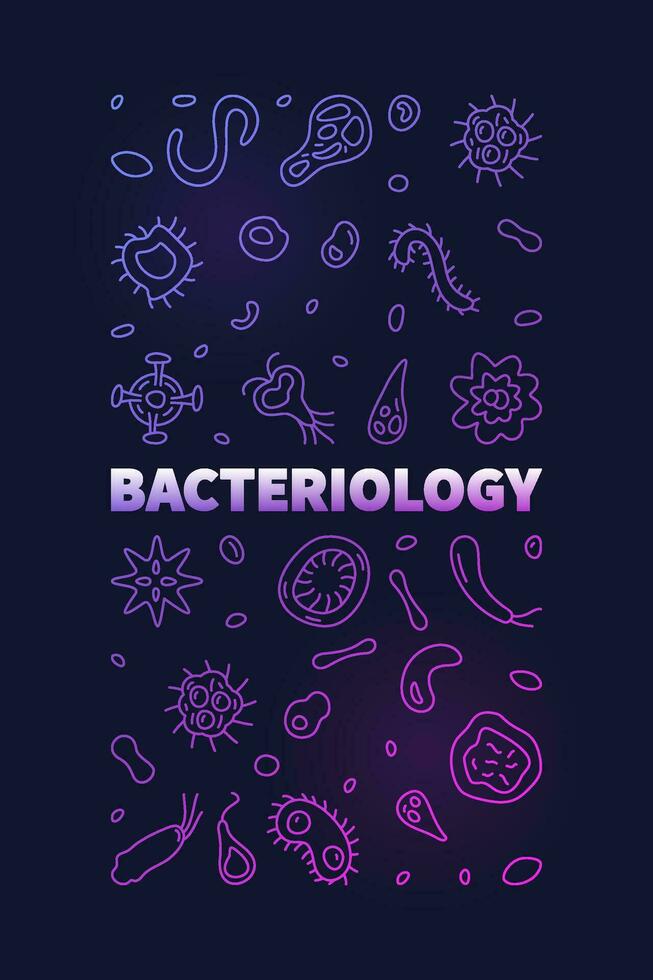 bacteriología vector educación concepto vertical vistoso bandera o ilustración en contorno estilo