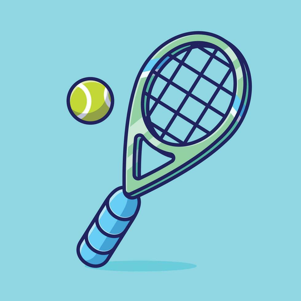 raqueta y pelota tenis dibujos animados vector ilustración deporte equipo concepto icono aislado