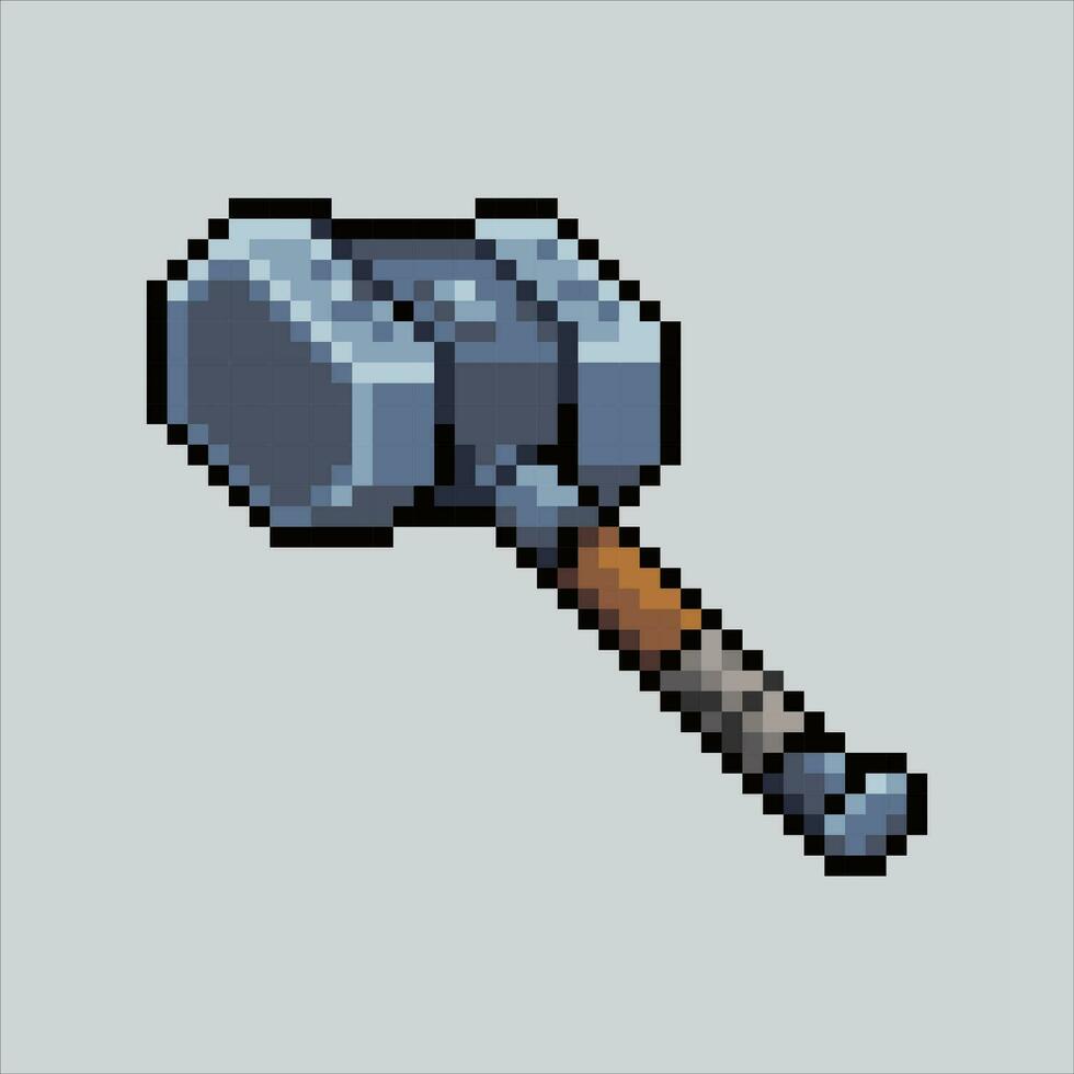 Pixel art hammer. Pixelated Hammer. Hammer icons background pixelated for the pixel art game and icon for website and video game. old school retro. vector
