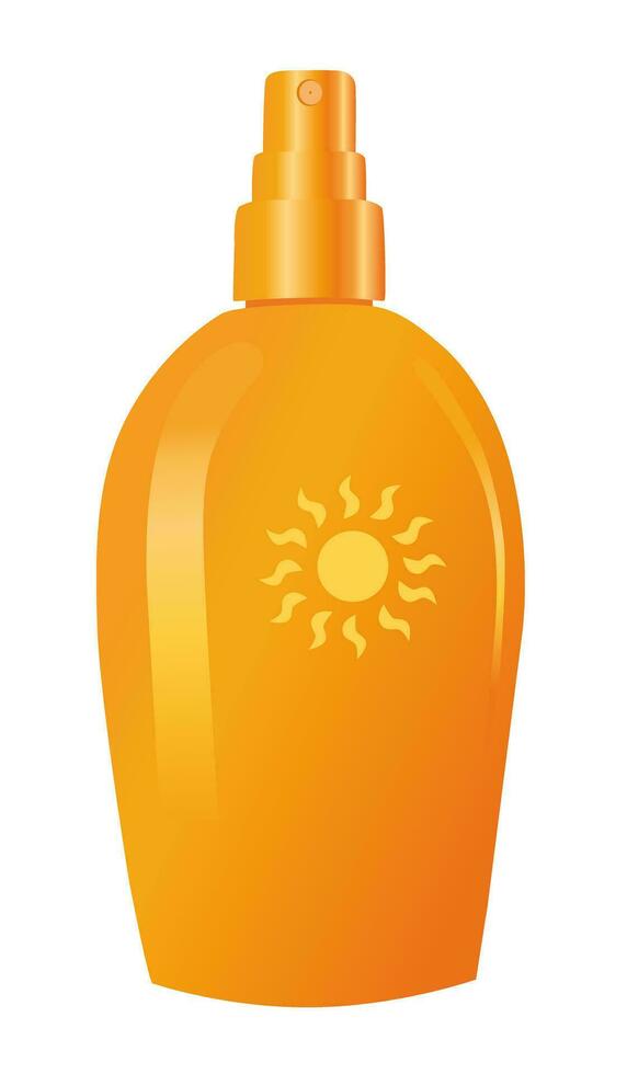 spf crema cara cuerpo cuidado productos cosméticos. naranja botella de Dom proteccion crema. dibujos animados ilustración. vector