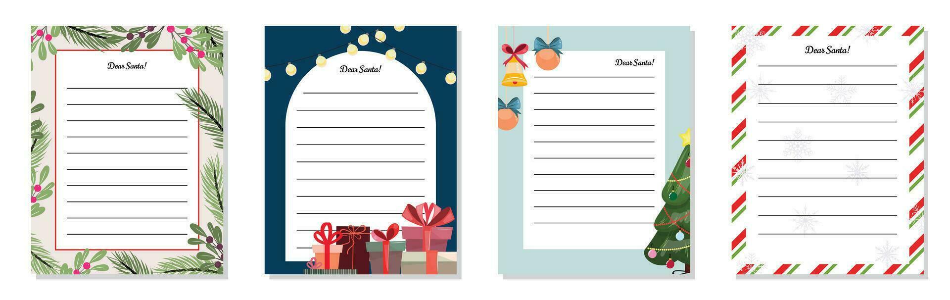 Christmas labels. Collection of templates for Christmas wish lists vector