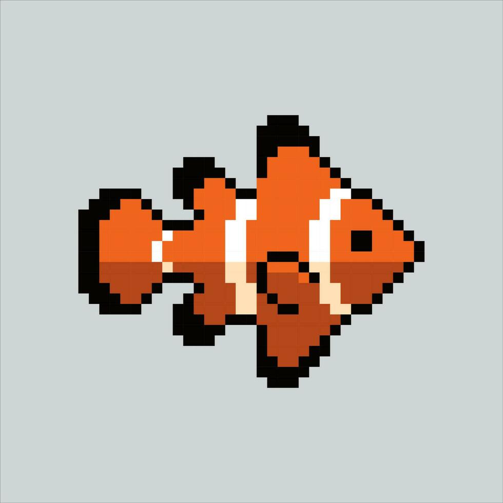 Pixel art tropical Fish. Pixelated sea fish. Ocean sea fish icons background pixelated for the pixel art game and icon for website and video game. old school retro. vector