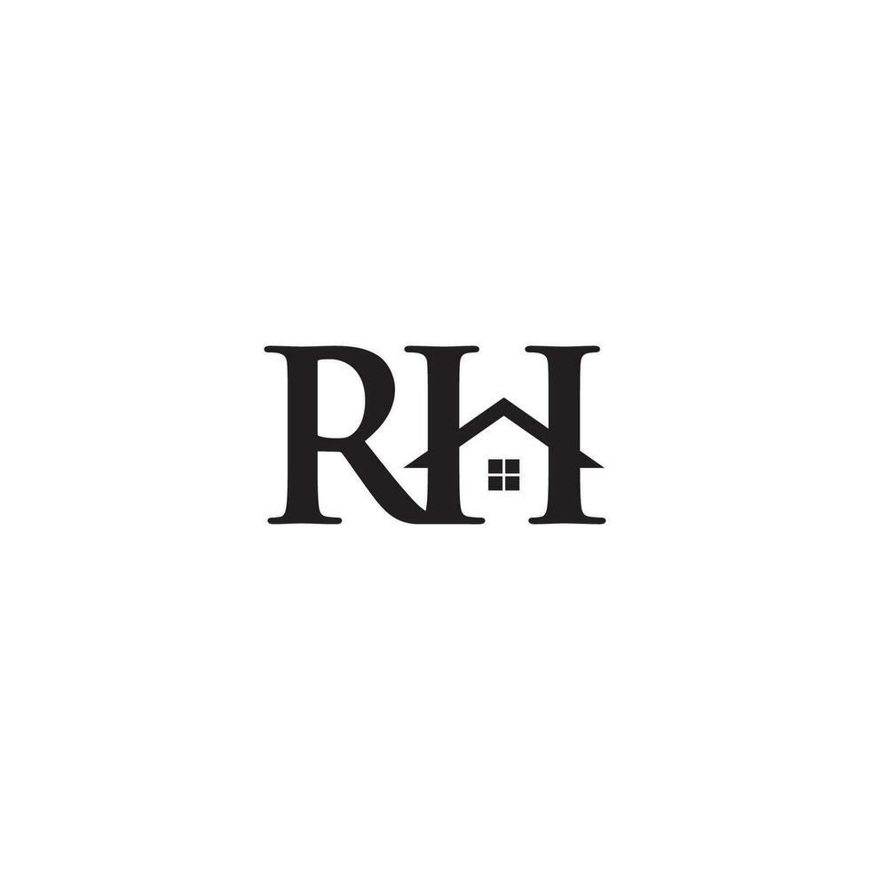 letra rh y casa logo o icono diseño vector