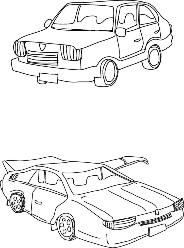 Cars coloring vector line art