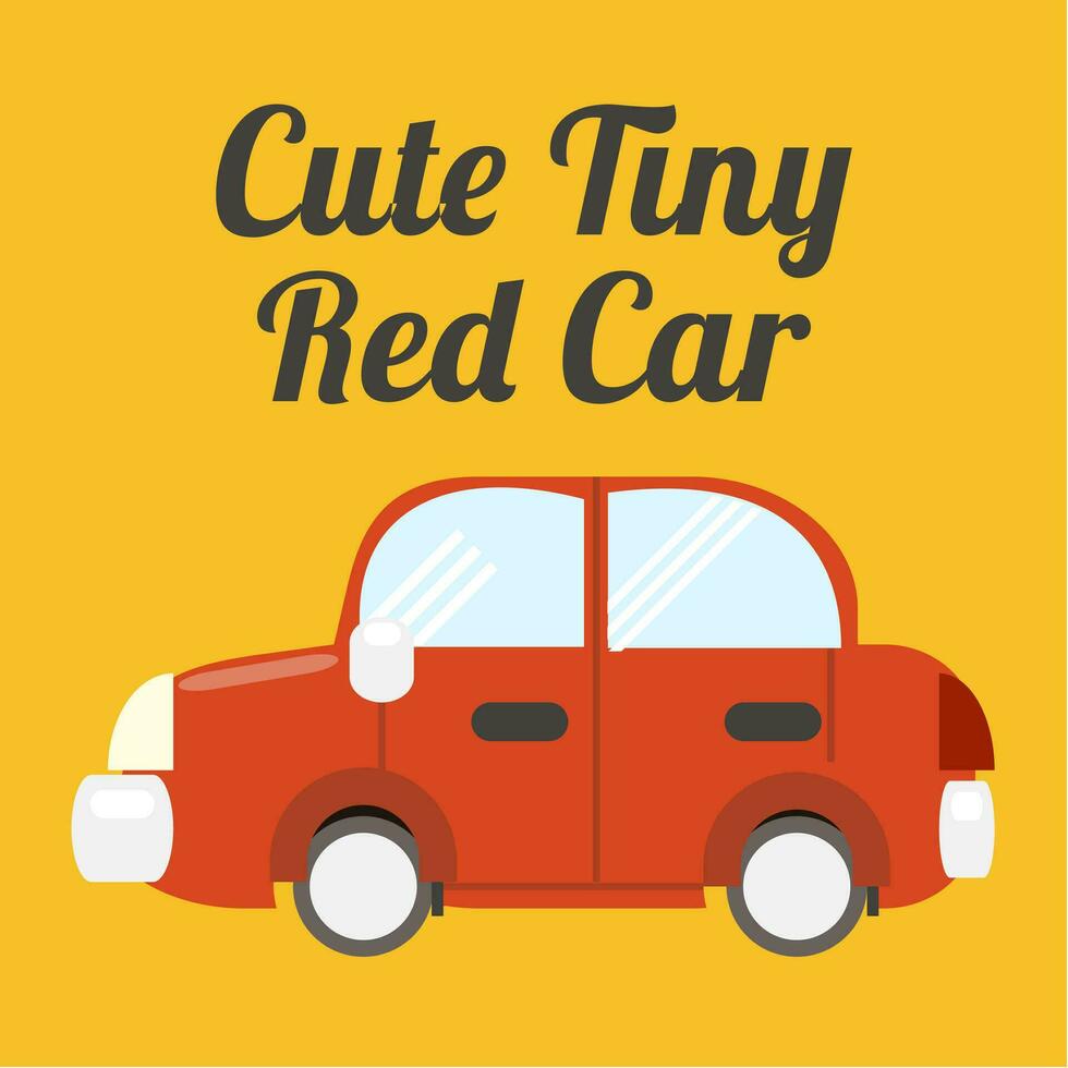 Cute tiny red car vector icon