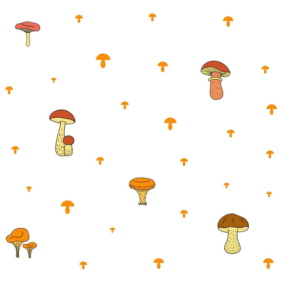 mushrooms background, mushroom glade. Illustration for printing, backgrounds and packaging. Image can be used for greeting cards, posters, stickers and textile. Isolated on white background. vector