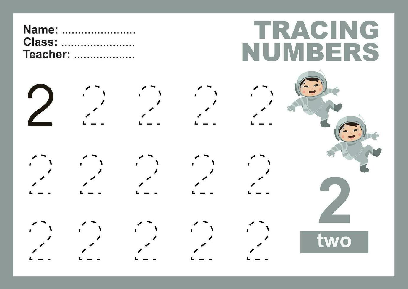 Trace and write number for children. Exercise for children to recognize the number. Educational worksheet for preschool vector