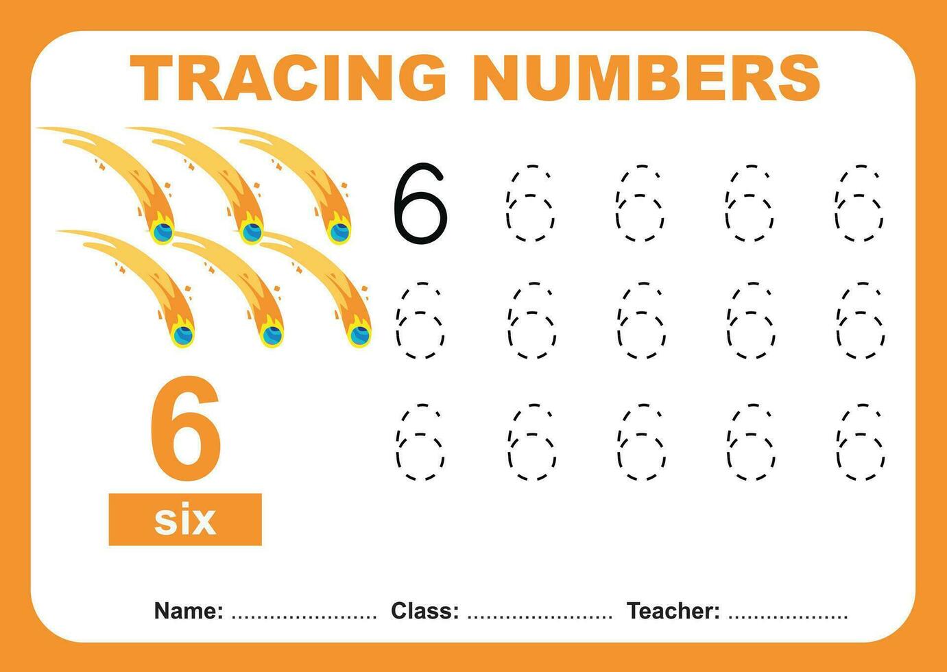Trace and write number for children. Exercise for children to recognize the number. Educational worksheet for preschool vector