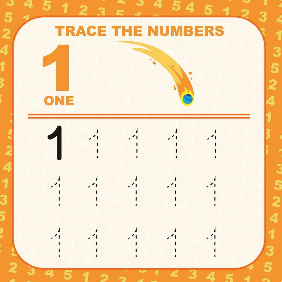 Trace and write number for children. Exercise for children to recognize the number. Educational worksheet for preschool vector