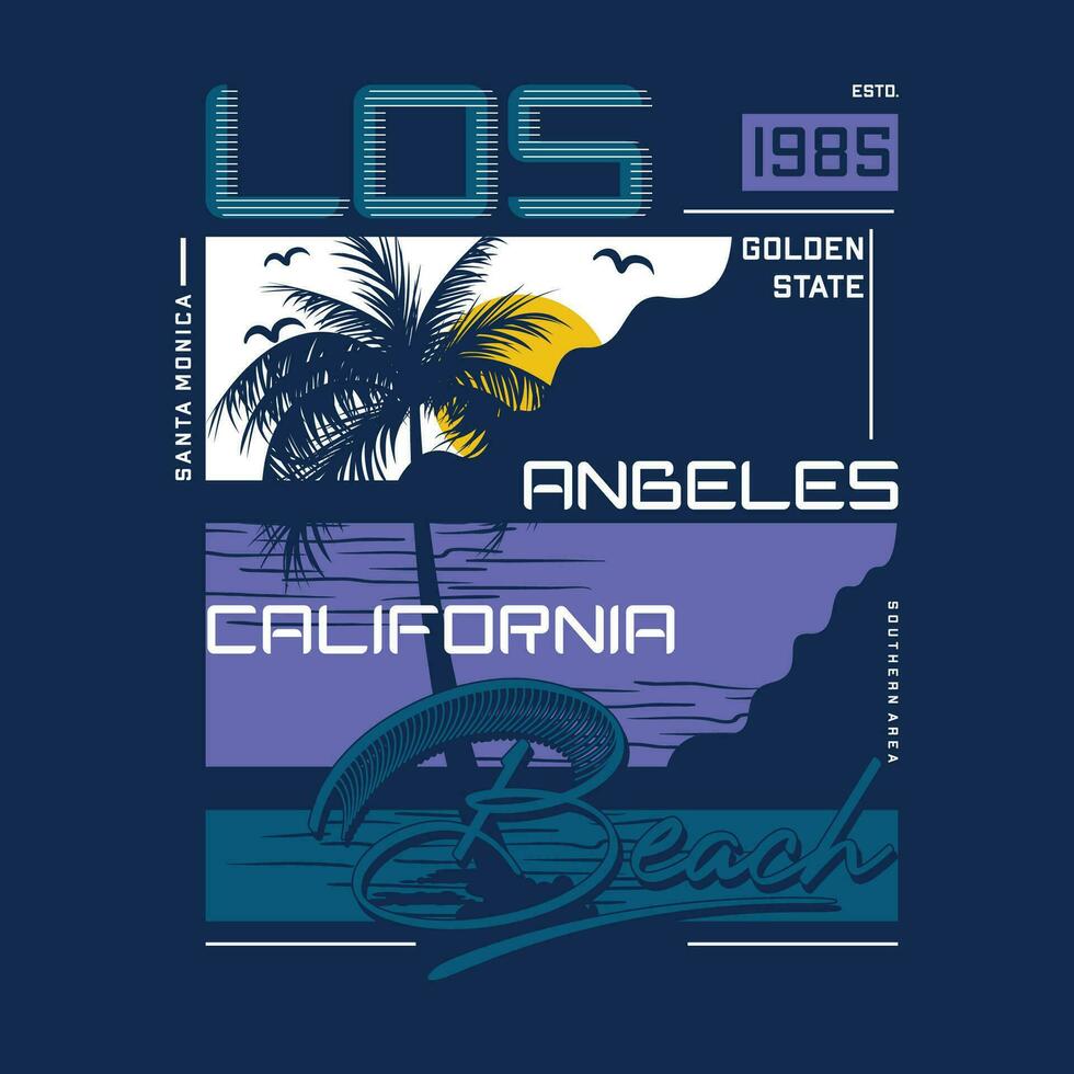 los angeles California, en playa tema gráficos diseño, surf tipografía, t camisa vectores, verano aventuras vector