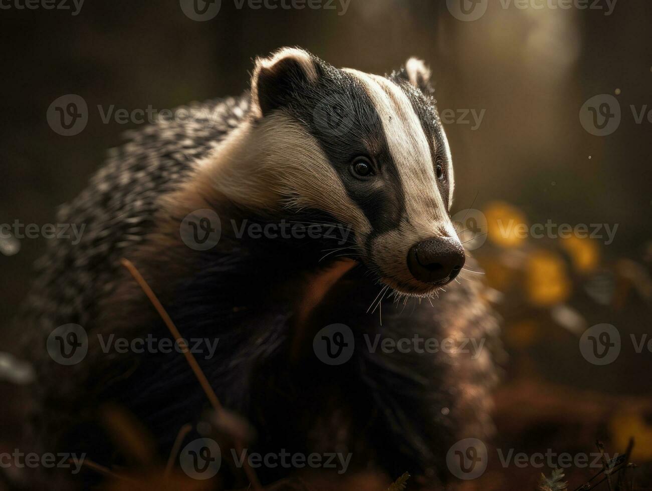 Badger portrait created with Generative AI technology photo