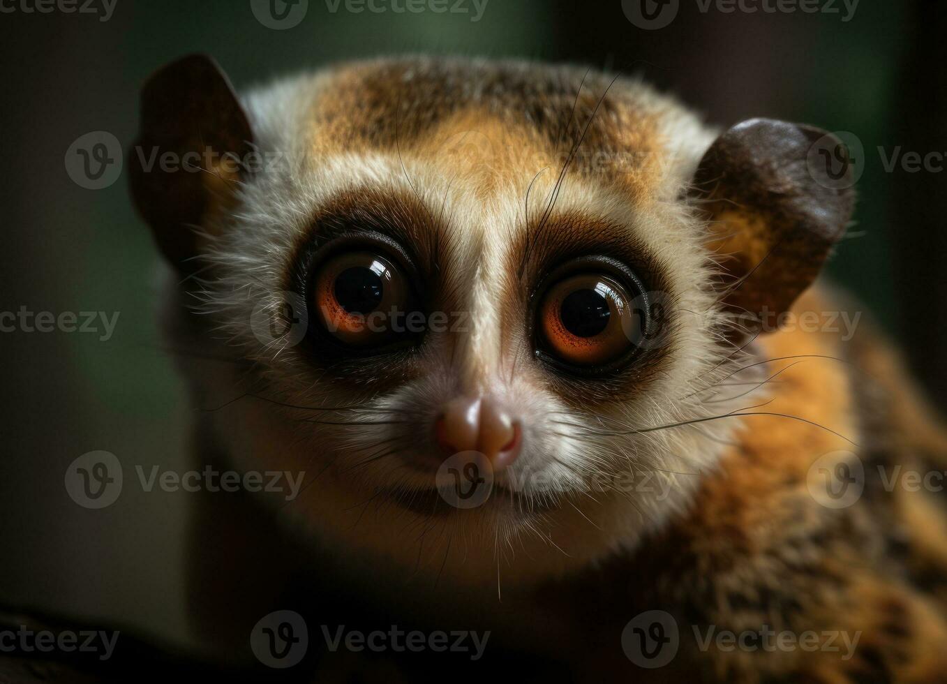 Loris monkey portrait created with Generative AI technology photo