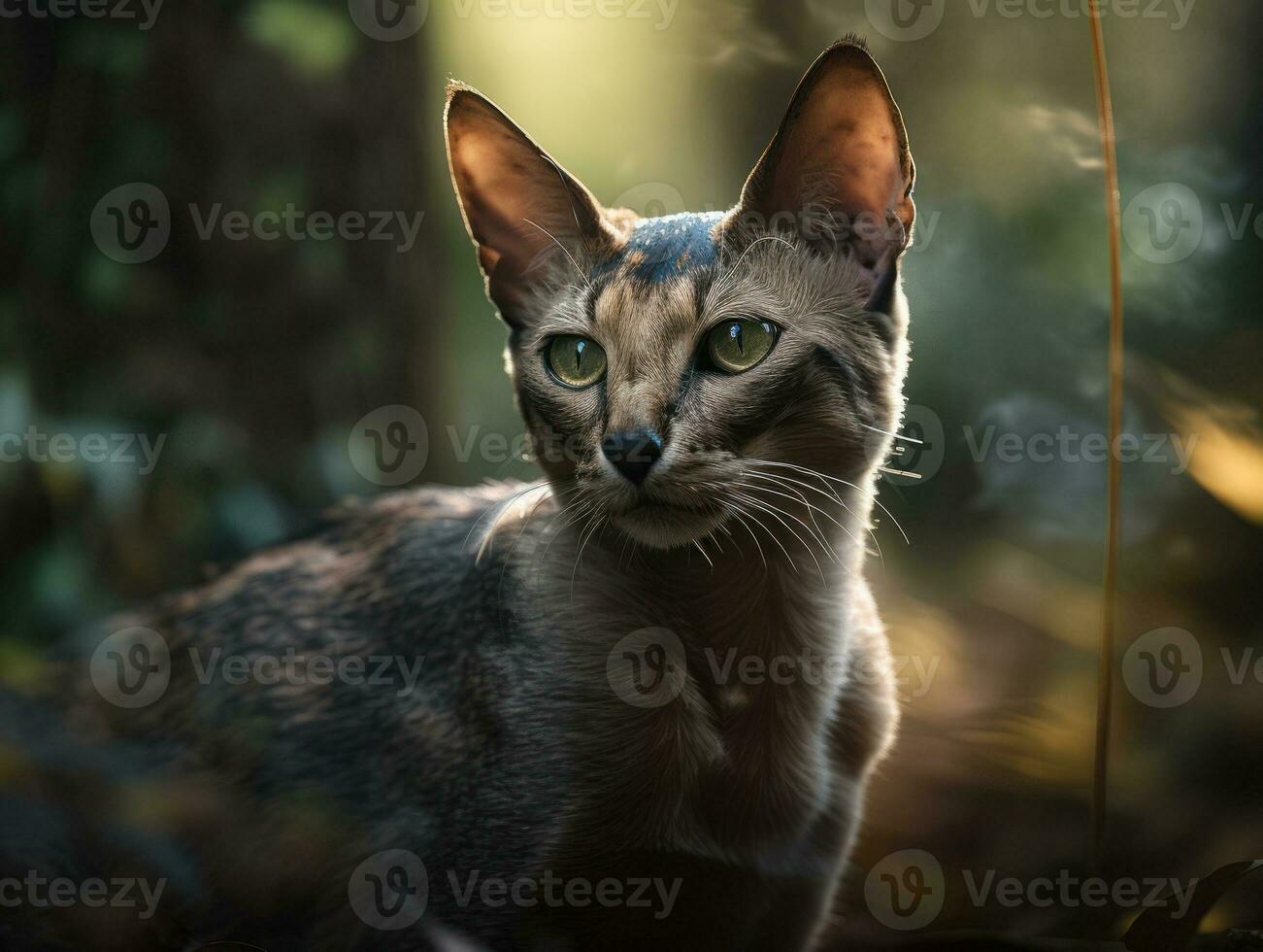Oriental cat portrait close up created with Generative AI technology photo