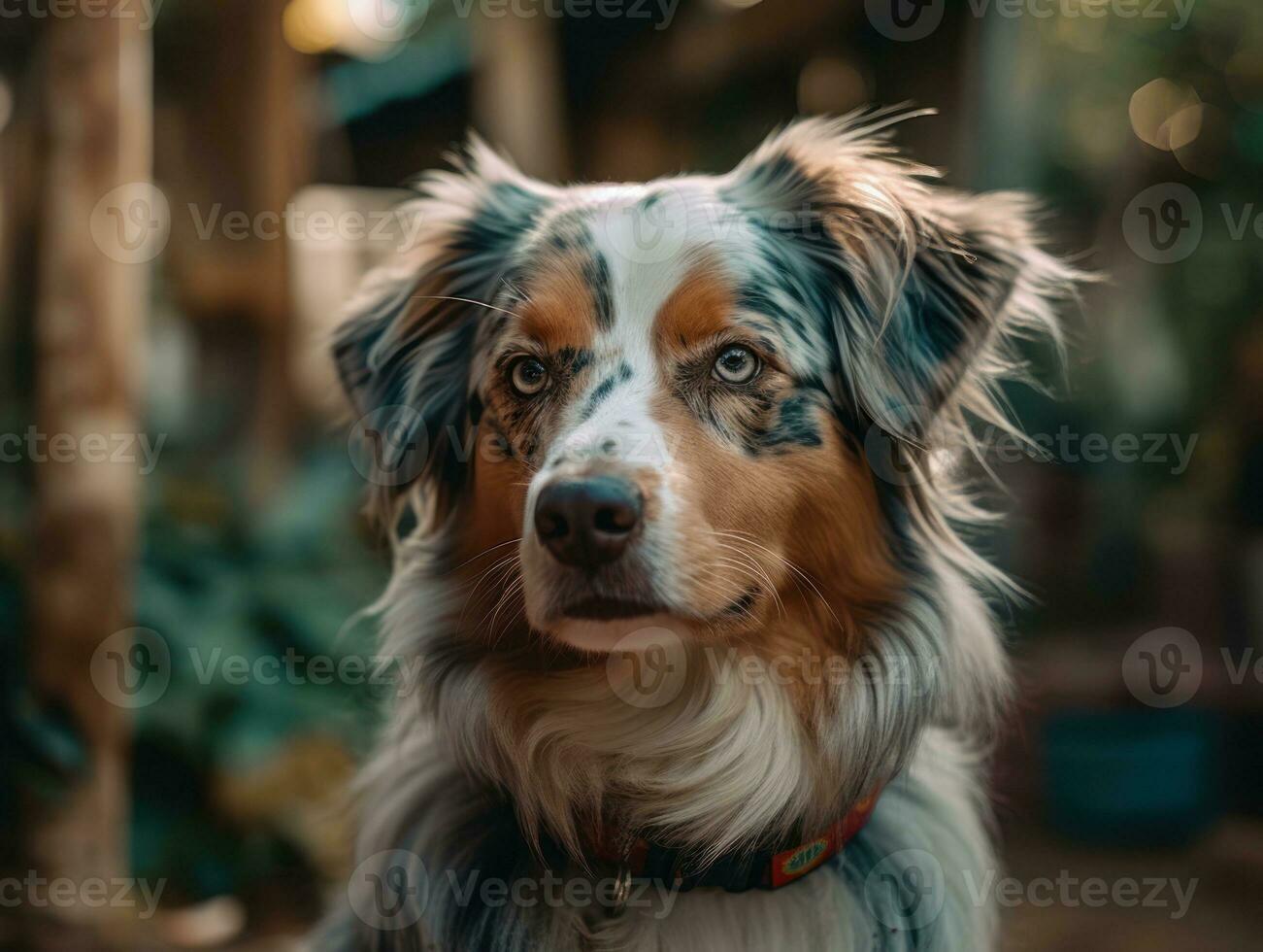 Australian Shepherd dog created with Generative AI technology photo