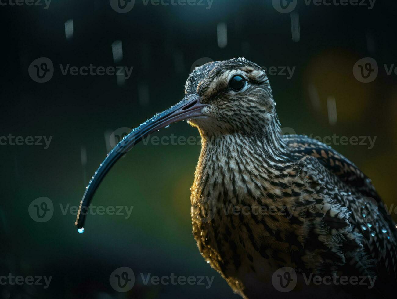 Curlew bird portrait created with Generative AI technology photo