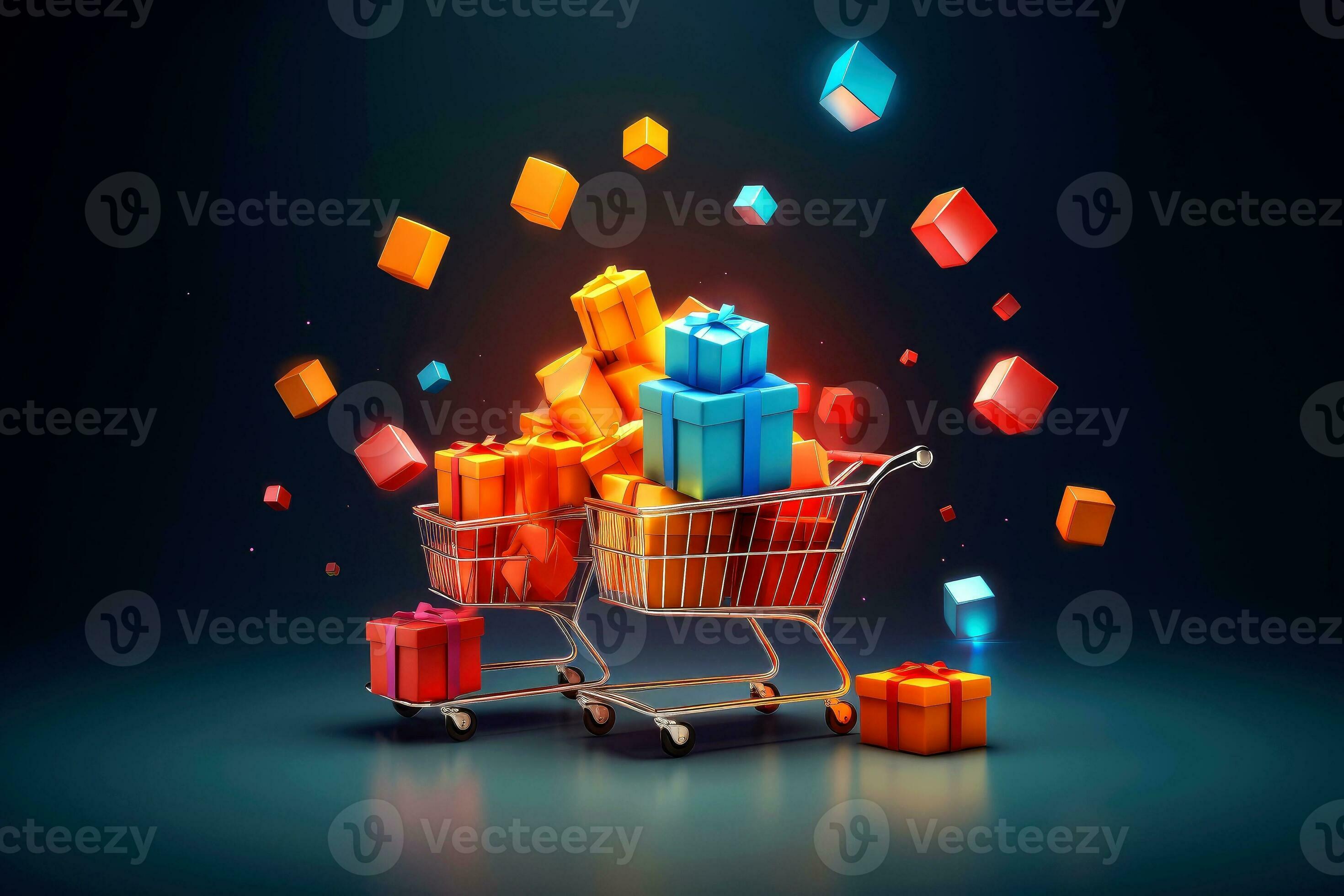 shopping cart, advertising of black friday cheap cargo concept