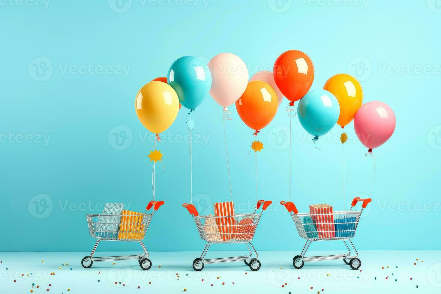 Goods,online shopping e-commerce ,Shop cart, advertising of black friday cheap cargo concept, Generative AI illustration photo