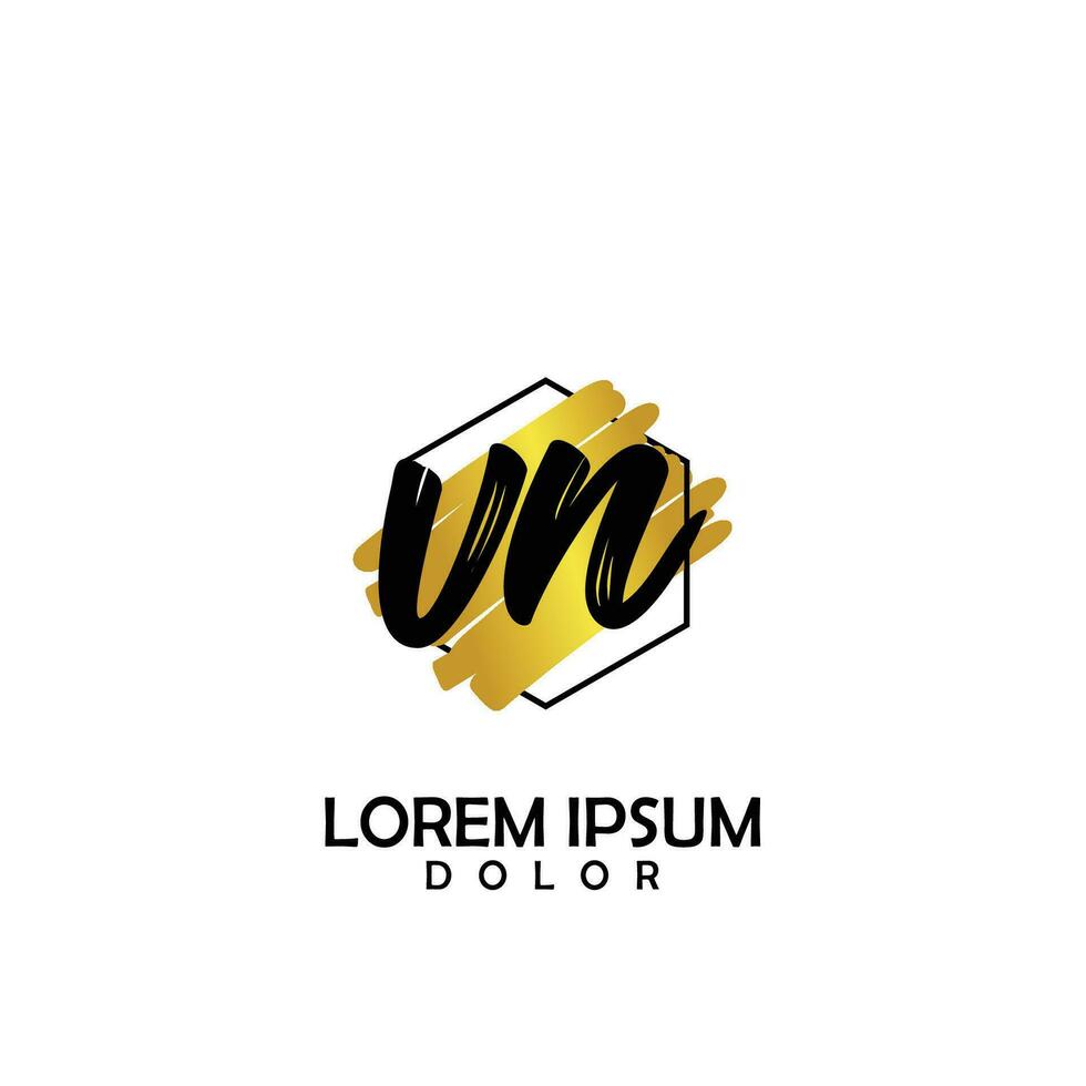 VN Initial Brush In Circle Frame Template Design vector