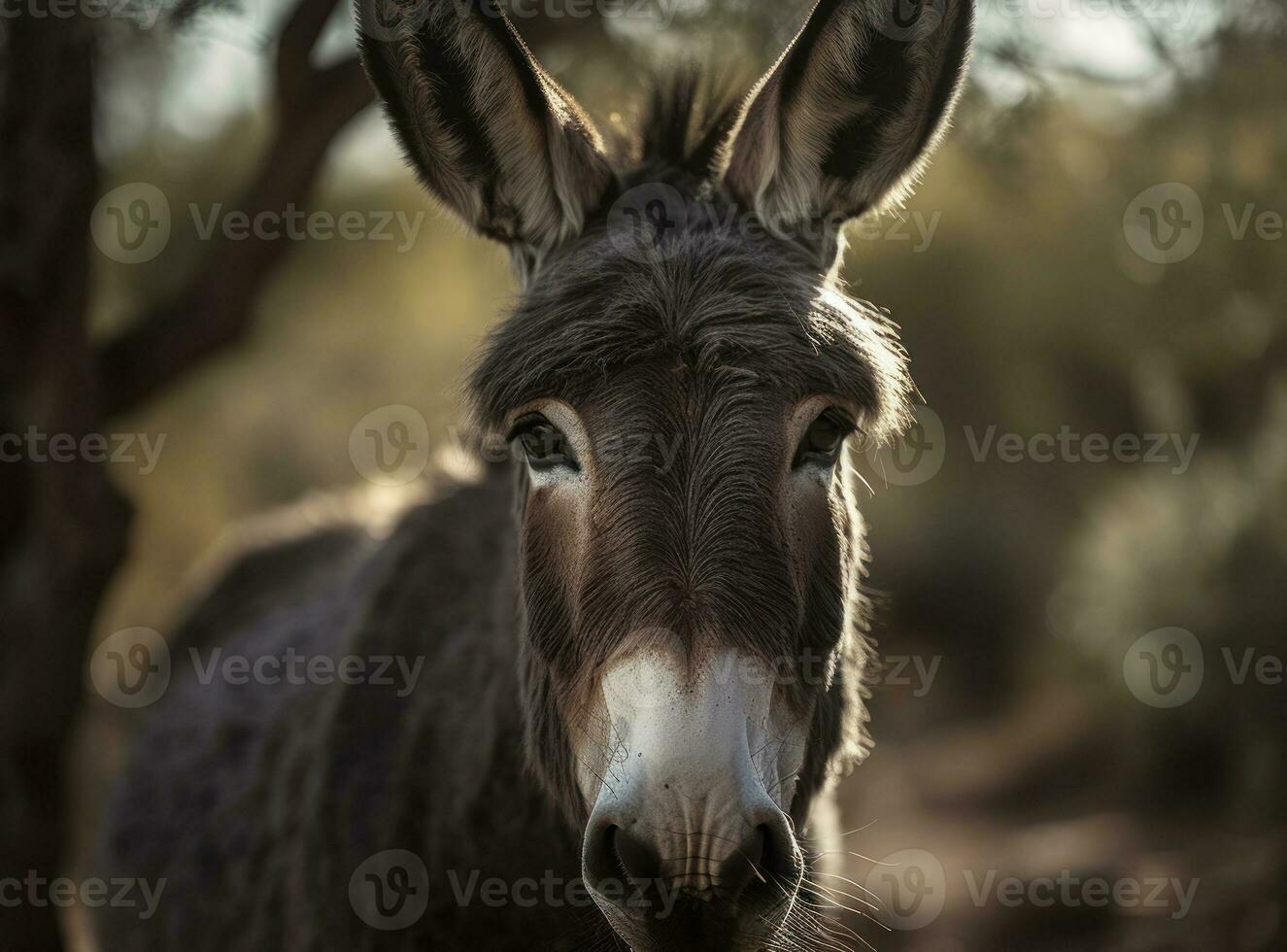 Donkey portrait created with Generative AI technology photo