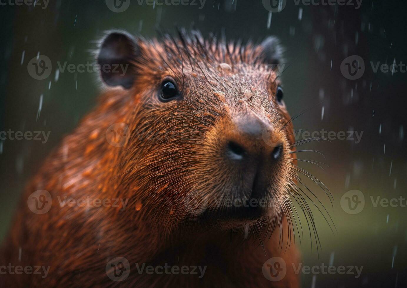 Capybara portrait created with Generative AI technology photo