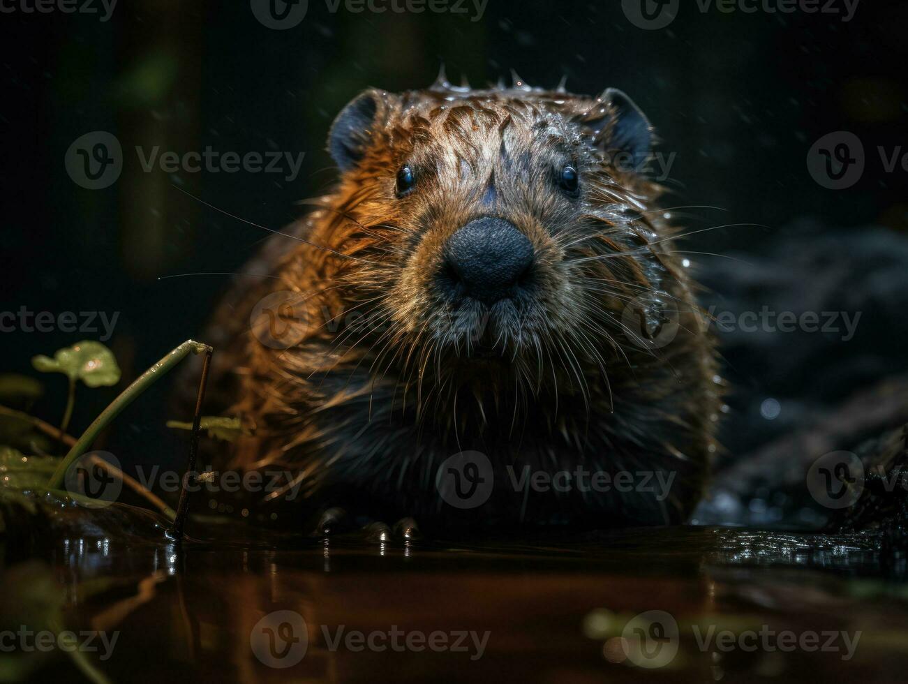 Beaver portrait created with Generative AI technology photo