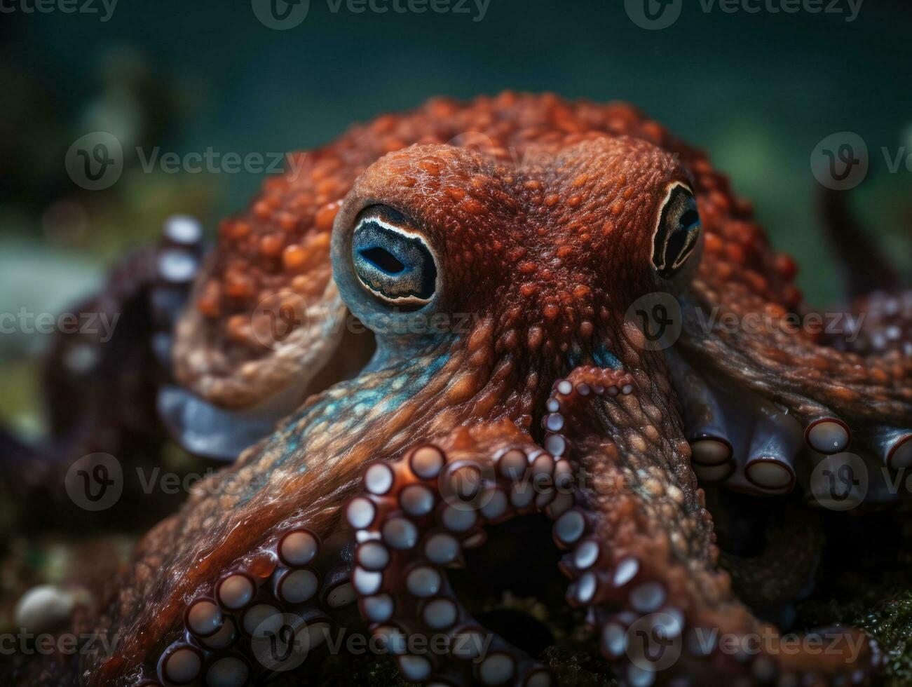 Octopus portrait created with Generative AI technology photo