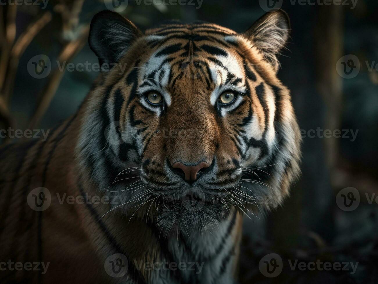 Tiger portrait created with Generative AI technology photo