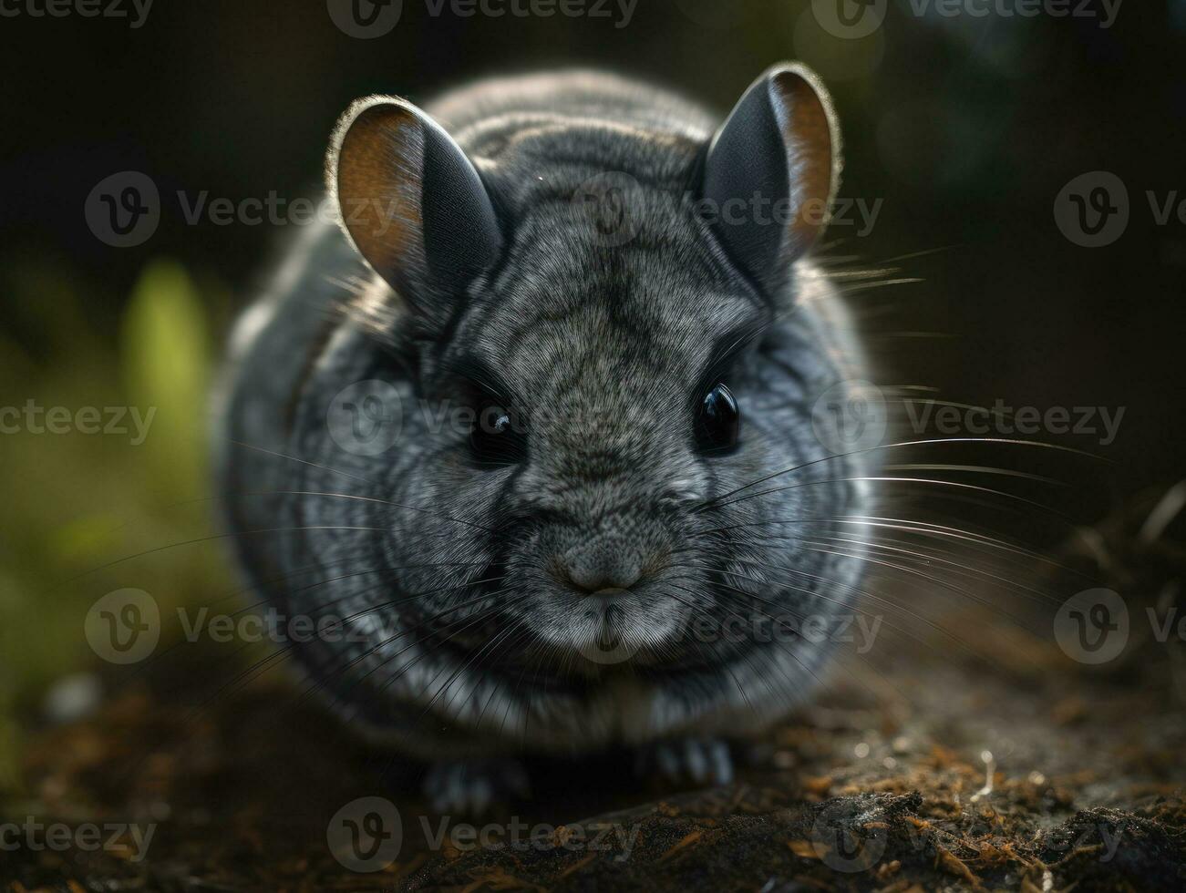 Chinchilla portrait created with Generative AI technology photo