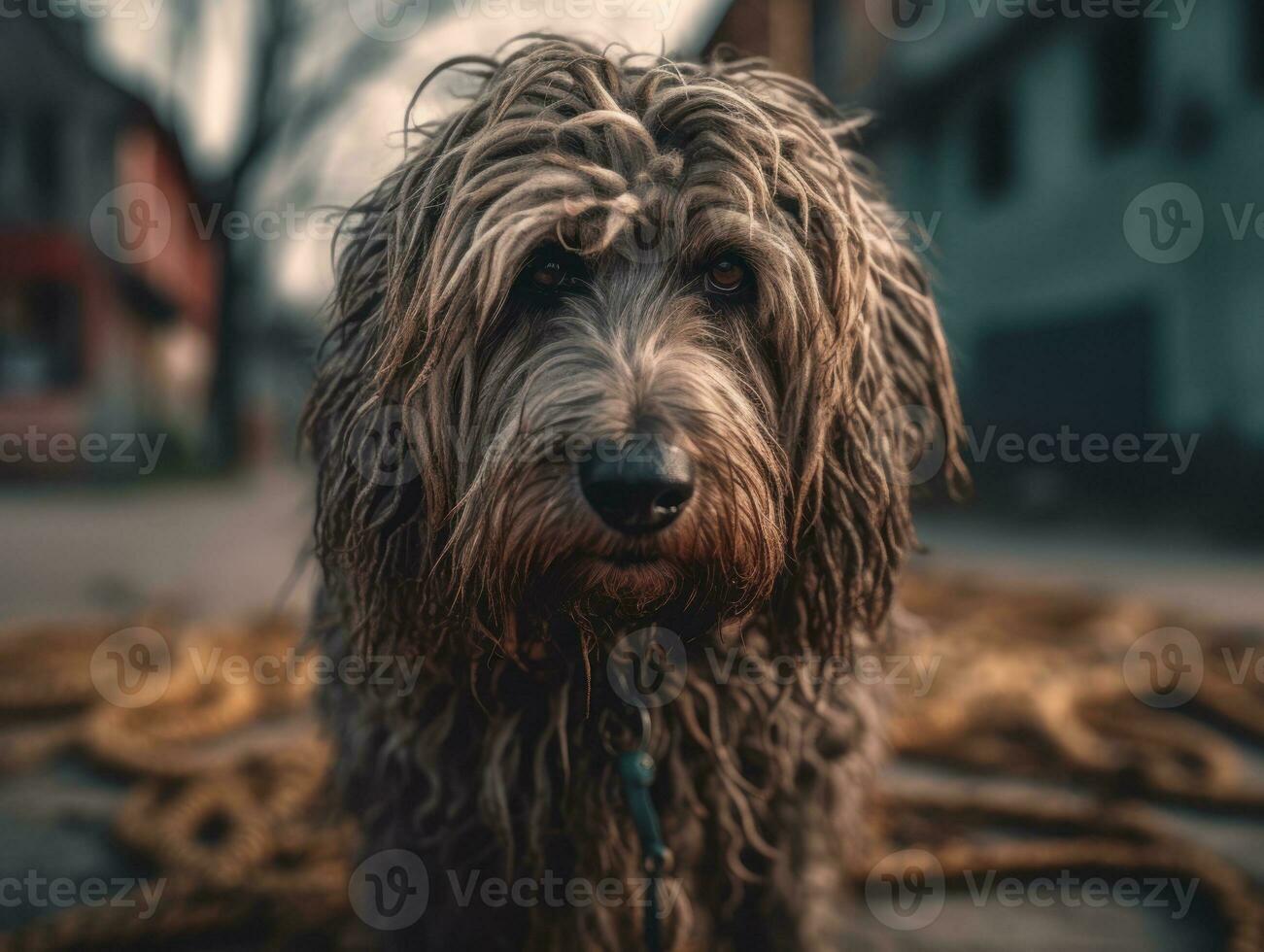 Bergamasco dog created with Generative AI technology photo