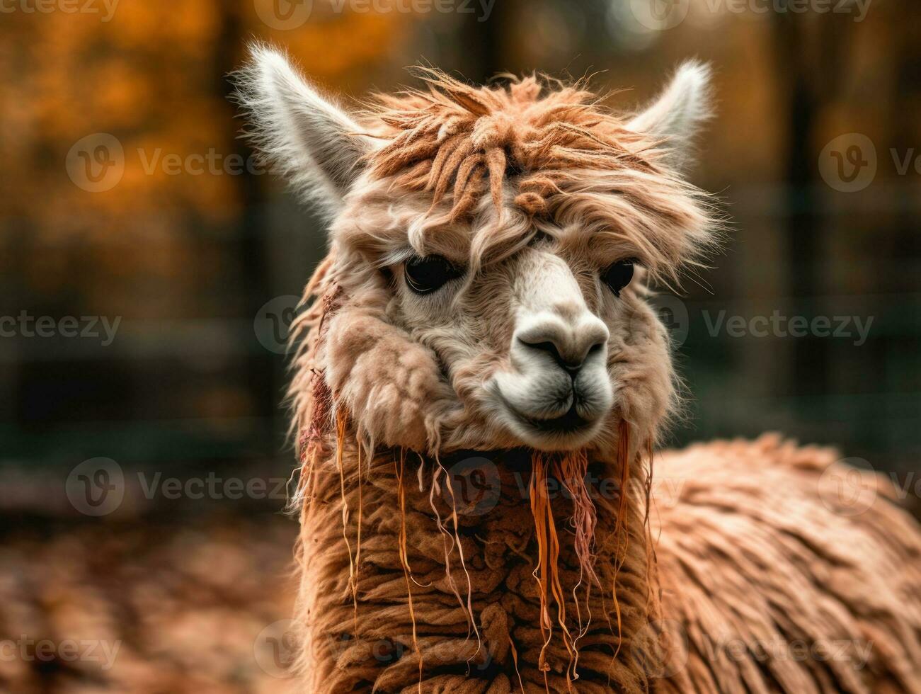 Alpaca portrait created with Generative AI technology photo