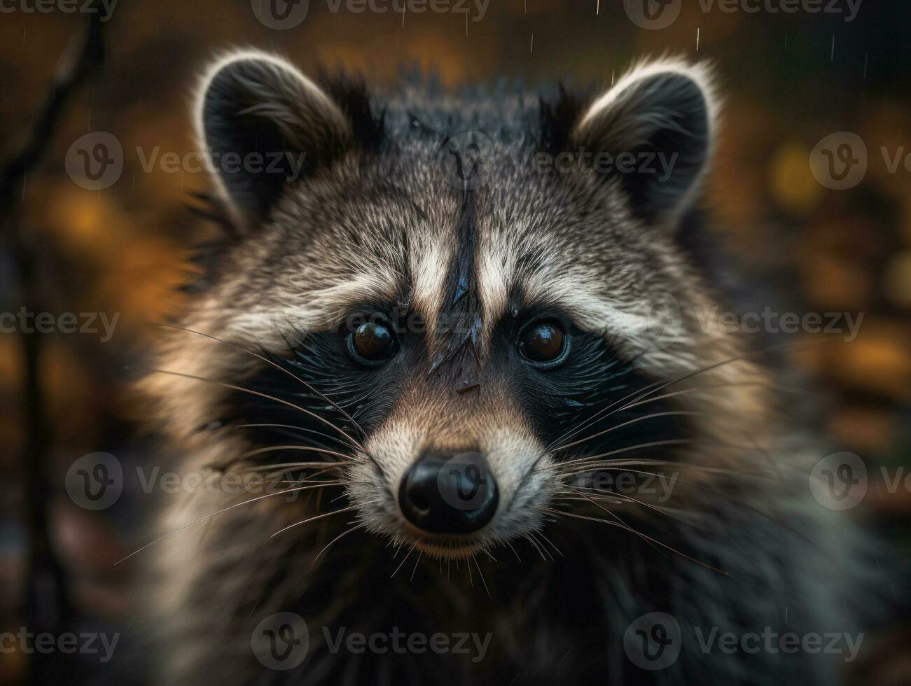 Racoon portrait created with Generative AI technology photo