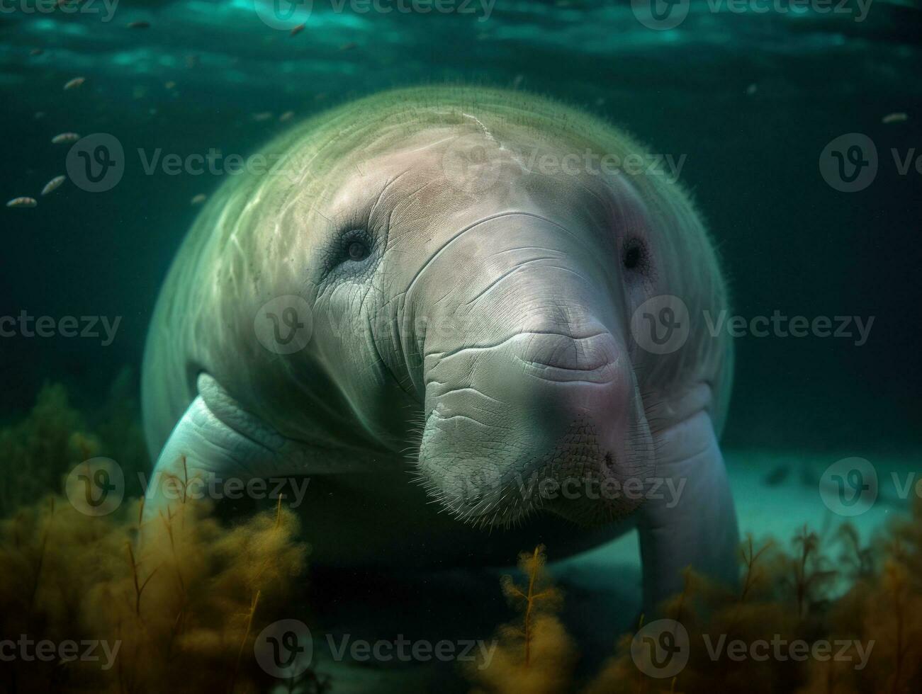 Dugong portrait created with Generative AI technology photo