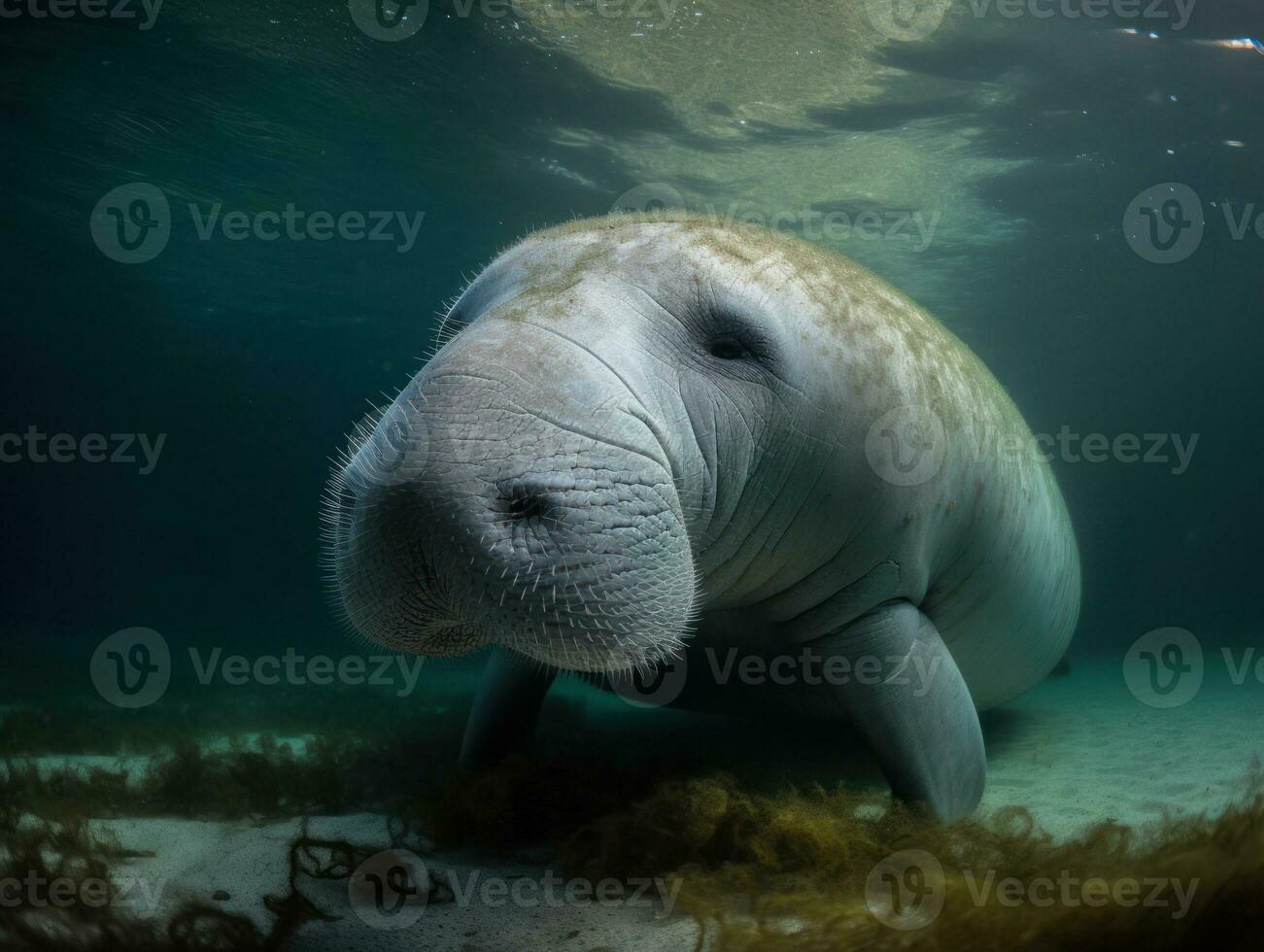 Dugong portrait created with Generative AI technology photo